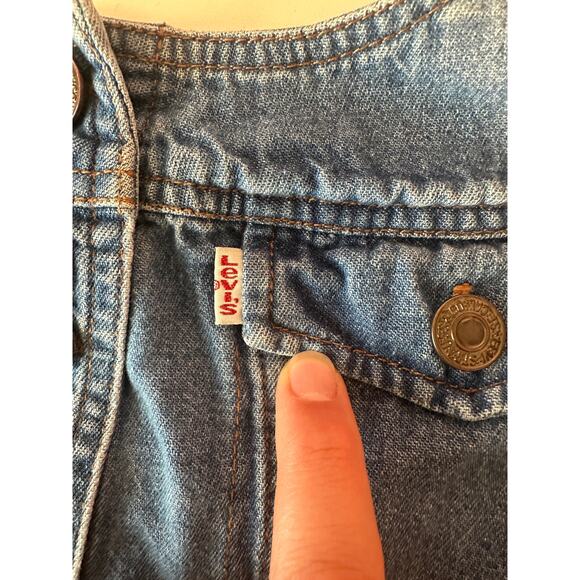 Vintage Levi’s 90s Blue Denim Button Up Halter Top Size M Adjustable Snap Strap - Picture 3 of 6